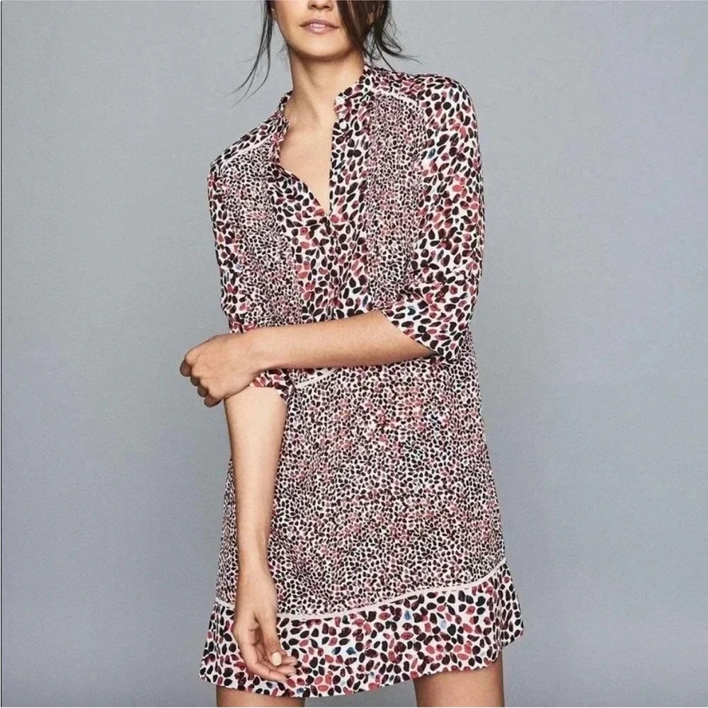 Reiss Pink Leopard-Print Mini Dress
